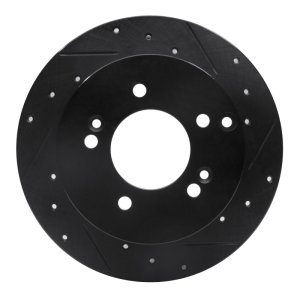 Kia Rondo Brake Rotor (1) - Rear Right - R1 Concepts - Drilled & Slotted - Black - `07-`12